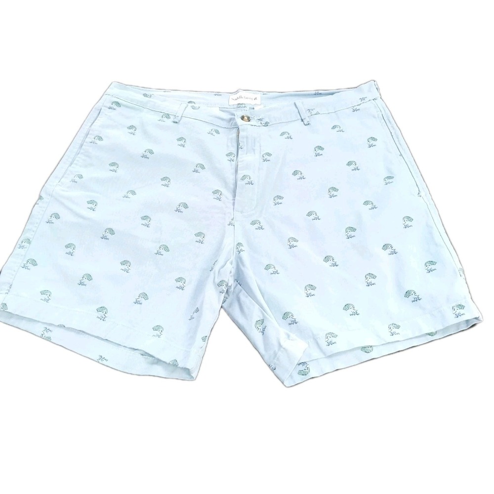 Saddlebred Blue Chino Shorts With Green Fish Logo Print Size‎ 38